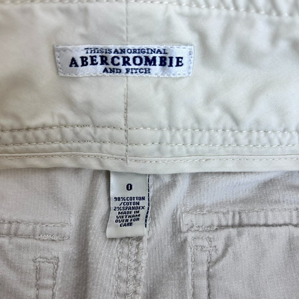 Abercrombie & Fitch Tan Cropped Corduroy Women's Pants Size 0 Y2K - Picture 3 of 9